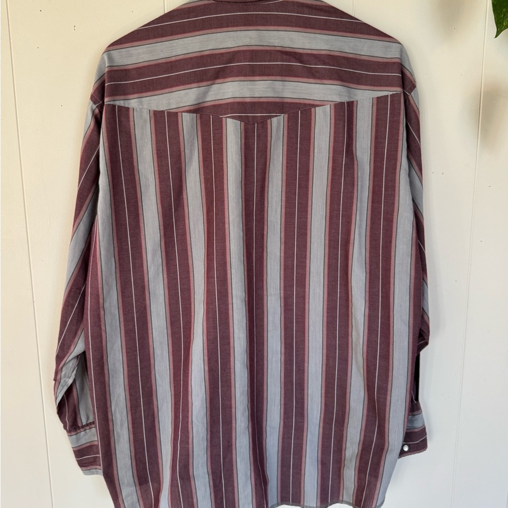 Wrangler - Red and Blue Striped Pearl Snap Shirt - Picture 2 of 5